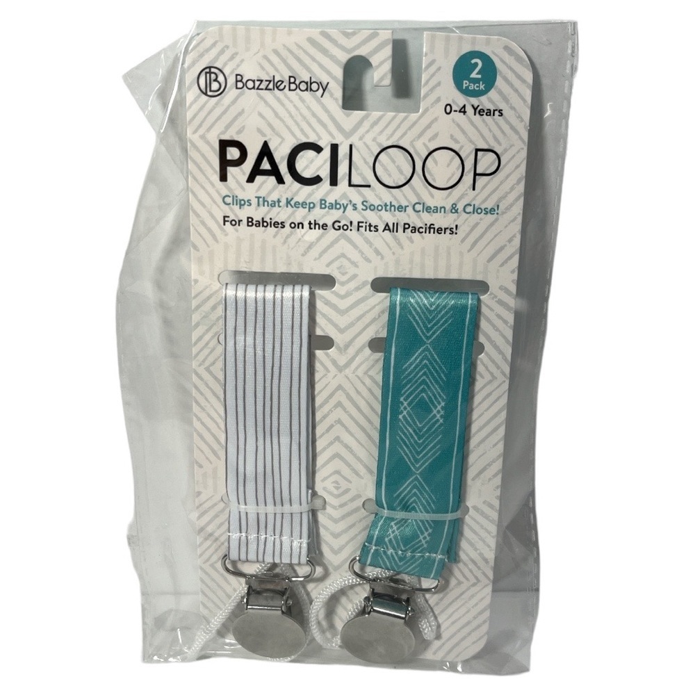 PaciLoop 2 Pack‎ BazzleBaby Pacifier Holder Flts all Pacifiers New in Package
